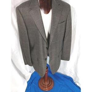 Chereskin Mens 42 R Brown Glen Check 100% Lambswool Blazer Jacket